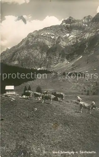 AK / Ansichtskarte Schwaegalp_AR mit Saentiskette Schwaegalp AR