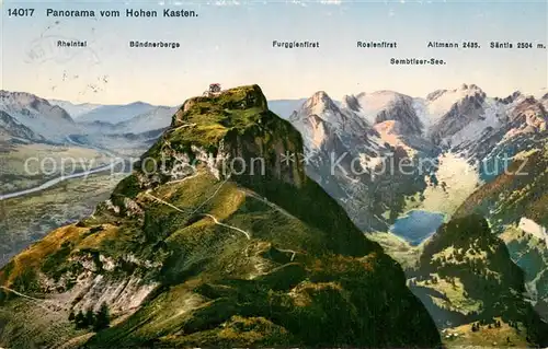 AK / Ansichtskarte Appenzell_IR Panorama vom Hohen Kasten Rheintal Buendnerberge Furgglenfirst Roslenfirst Altmann und Saentis Appenzell IR