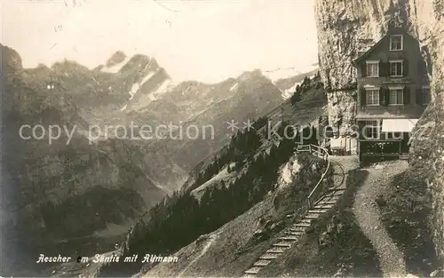 AK / Ansichtskarte Aescher Wildkirchli_IR mit Saentis und Altmann 