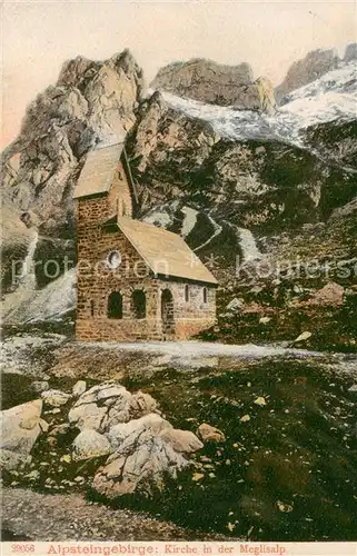 AK / Ansichtskarte Meglisalp_1520m_Altmann_AR Alpsteingebirge mit Kirche 