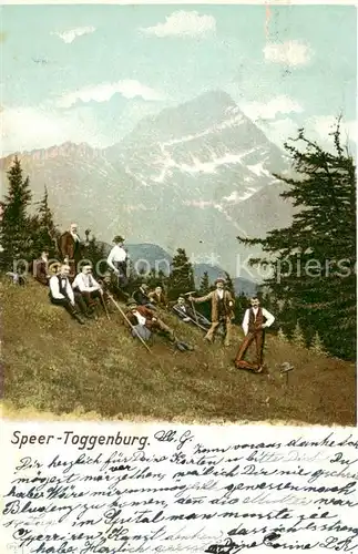 AK / Ansichtskarte Speer_1954m_Toggenburg_SG Panorama Wanderer 
