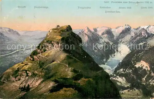 AK / Ansichtskarte Hoher_Kasten_Hohenkasten_1799m_IR Panorama mit Buendnerberge Furgglenfirst Roslenfirst Altmann Saentis und Sembtiser See 
