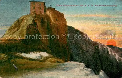 AK / Ansichtskarte Saentis_AR Observatorium bei Sonnenuntergang Feldpostkarte Saentis_AR
