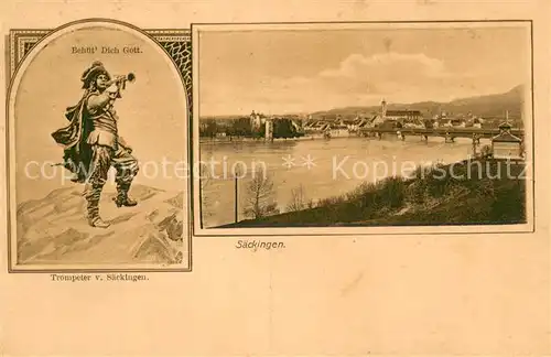 AK / Ansichtskarte Saeckingen_Bad Rheinpanorama Trompeter von Saeckingen Saeckingen_Bad