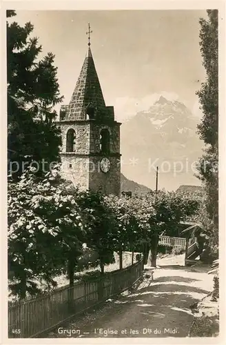 AK / Ansichtskarte Gryon Eglise et les Dents du Midi Gryon