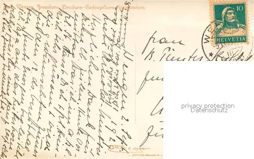 AK / Ansichtskarte Wengen__BE Grosshorn Breithorn Tschingelhorn Gspaltenhorn 