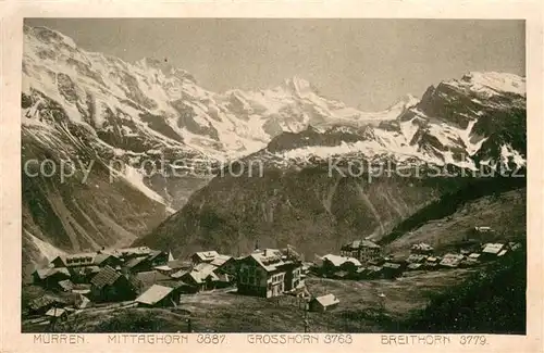 AK / Ansichtskarte Muerren_BE Panorama mit Mittaghorn Grosshorn und Breithorn Muerren_BE