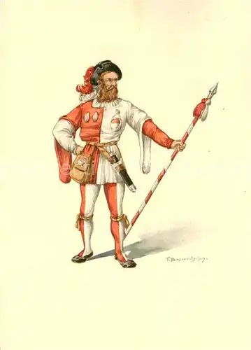 AK / Ansichtskarte Bern_BE Standeslaeufer von Solothurn Kostuem des XVI Jhdts Schweizerisches Postmuseum Bern Bern_BE