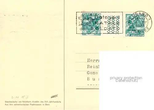 AK / Ansichtskarte Bern_BE Standeslaeufer von Solothurn Kostuem des XVI Jhdts Schweizerisches Postmuseum Bern Bern_BE