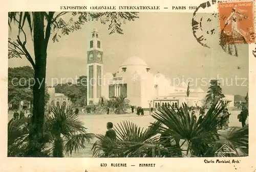 AK / Ansichtskarte Exposition_Coloniale_Internationale_Paris_1931 439 Algerie Minaret 