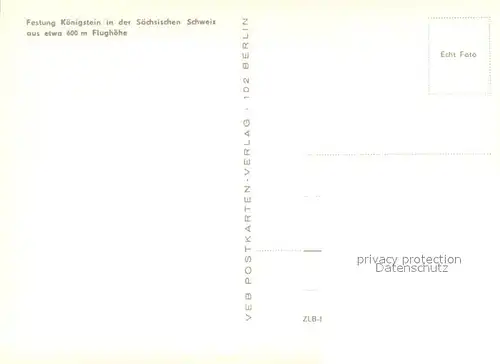 AK / Ansichtskarte Koenigstein_Saechsische_Schweiz Fliegeraufnahme Festung Koenigstein Koenigstein_Saechsische