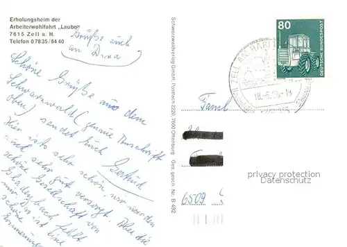 AK / Ansichtskarte Zell_Harmersbach Erholungsheim d. Arbeitswohlfahrt Laube Zell Harmersbach