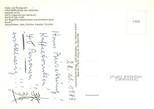 AK / Ansichtskarte Luetjensee Hotel Restaurant Fischerklause am Luetjensee Luetjensee