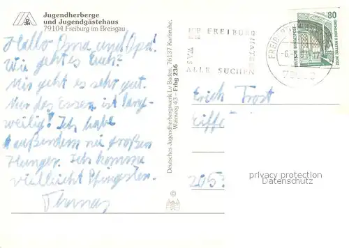 AK / Ansichtskarte Freiburg_Breisgau Jugendherberge und Jugendgaestehaus Freiburg Breisgau