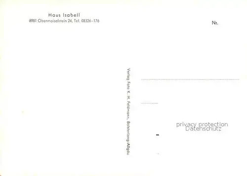 AK / Ansichtskarte Obermaiselstein Gaestehaus Pension Haus Isabell Alpen Obermaiselstein