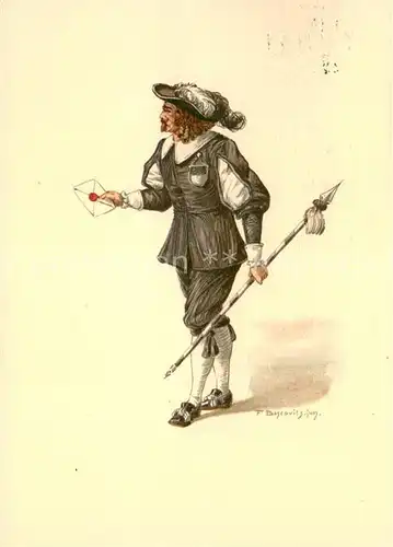 AK / Ansichtskarte Bern_BE Standeslaeufer von Fribour Kostuem des XVI Jhdts Aus dem schweizerischen Postmuseum in Bern Bern_BE