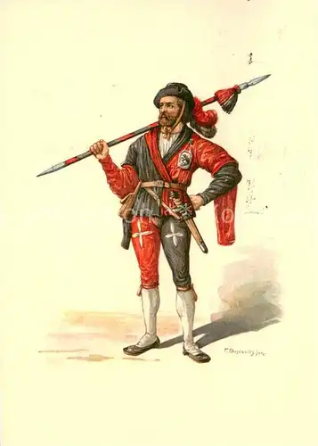 AK / Ansichtskarte Bern_BE Standeslaeufer von Bern Kostuem des XVI Jhdts Aus dem schweizerischen Postmuseum in Bern Bern_BE