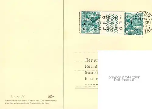 AK / Ansichtskarte Bern_BE Standeslaeufer von Bern Kostuem des XVI Jhdts Aus dem schweizerischen Postmuseum in Bern Bern_BE