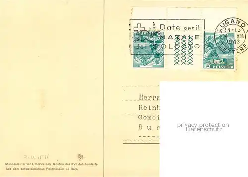 AK / Ansichtskarte Bern_BE Standeslaeufer von Unterwalden Kostuem des XVI Jhdts Aus dem schweizerischen Postmuseum in Bern Bern_BE