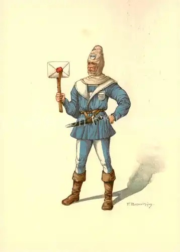 AK / Ansichtskarte Bern_BE Standeslaeufer von Zug Kostuem des XV Jhdts Aus dem schweizerischen Postmuseum in Bern Bern_BE