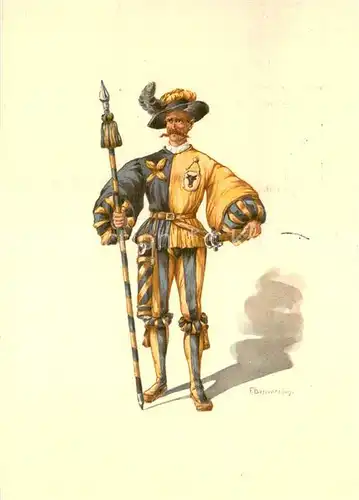AK / Ansichtskarte Bern_BE Standeslaeufer von Uri Kostuem des XVI Jhdts Aus dem schweizerischen Postmuseum in Bern Bern_BE