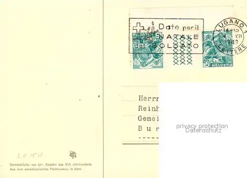 AK / Ansichtskarte Bern_BE Standeslaeufer von Uri Kostuem des XVI Jhdts Aus dem schweizerischen Postmuseum in Bern Bern_BE