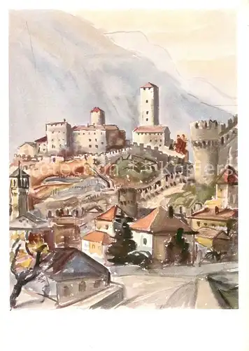 AK / Ansichtskarte Bellinzona Schloss Kuenstlerkarte Bellinzona