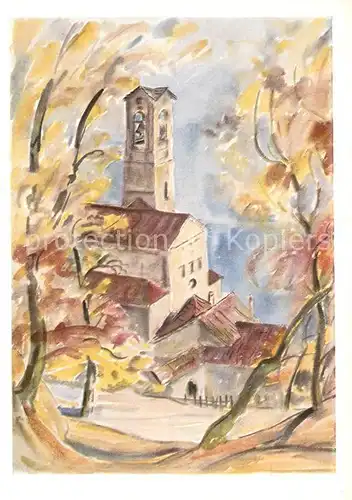 AK / Ansichtskarte Tessin_Ticino Tessiner Kirche Kuenstlerkarte Tessin Ticino