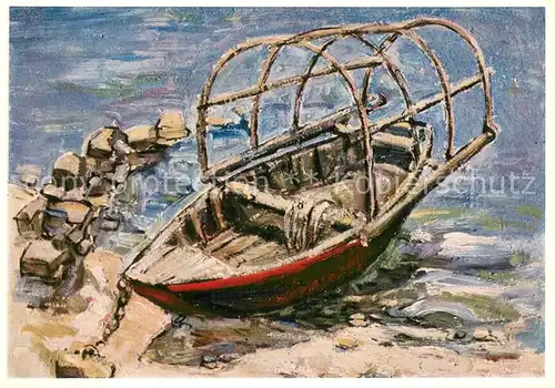 AK / Ansichtskarte Tessin_Ticino Fischerboot Kuenstlerkarte Tessin Ticino