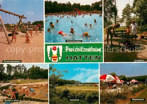AK / Ansichtskarte Hatten_Oldenburg Freizeitzentrum Kinderspielplatz Schwimmbad Grillplatz Mutter und Kind Camping Restaurant Hatten Oldenburg