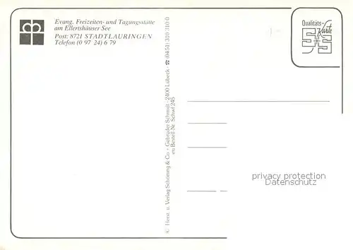 AK / Ansichtskarte Stadtlauringen Haus der Begegnung Brunnen Statue Gastraum Seepartie Stadtlauringen