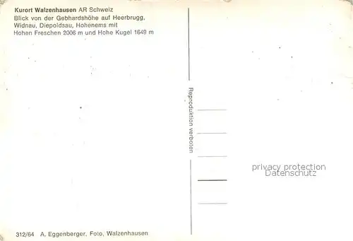 AK / Ansichtskarte Walzenhausen_AR Blick von der Gebhardshoehe auf Heerbrugg Widnau Diepoldsau Hohenems mit Hohen Freschen und Hohe Kugel Walzenhausen AR