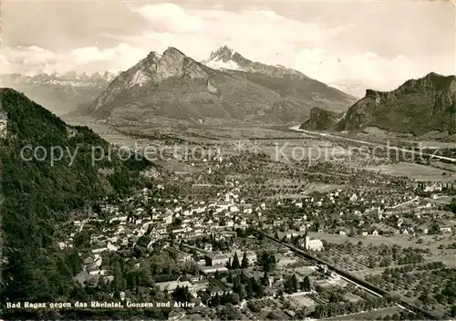 AK / Ansichtskarte Bad_Ragaz_Ragatz Rheintal Ganzen und Alvier Fliegeraufnahme 