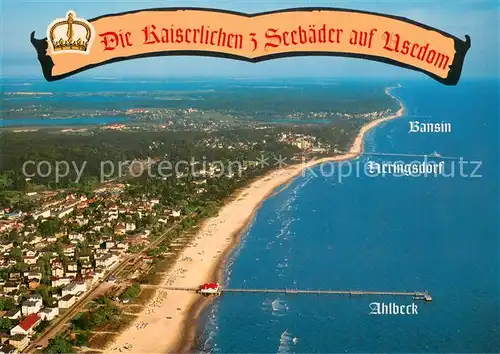 AK / Ansichtskarte Ahlbeck_Ostseebad mit Heringsdorf und Bansin Fliegeraufnahme Ahlbeck_Ostseebad