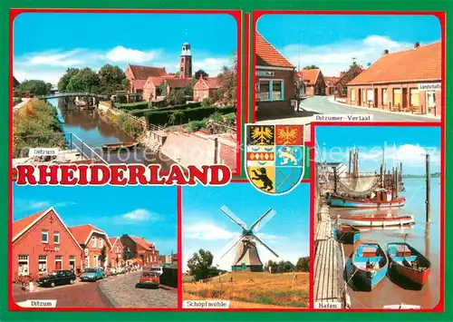 AK / Ansichtskarte Rheiderland_Ostfriesland Ditzum Ditzumer Verlaat Ditzum Schoepfmuehle Hafen 