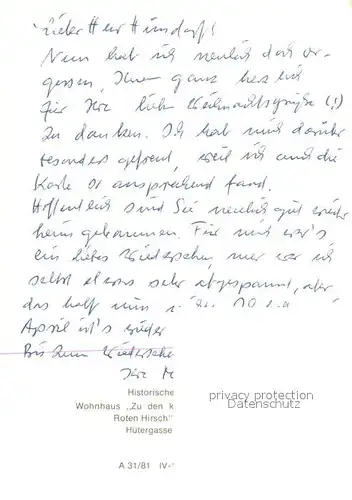 AK / Ansichtskarte Erfurt Serie Historische Bauten Wohnhaus Zu den kleinen Fischen und dem Roten Hirsch 17. Jhdt. Fachwerkhaus Erfurt