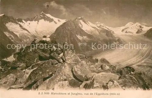 AK / Ansichtskarte Eggishorn_VS mit Aletschhorn et Jungfrau 