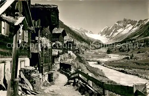 AK / Ansichtskarte Blatten__VS Panorama mit Loetschenbruecke 