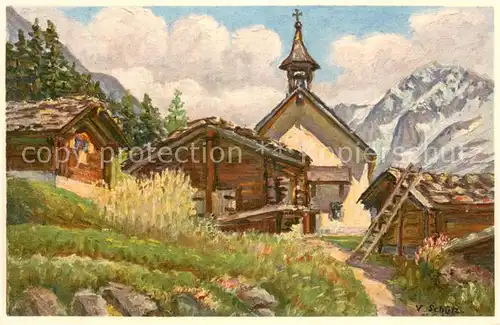 AK / Ansichtskarte Kuehmatt im Loetschental Kuenstlerkarte 