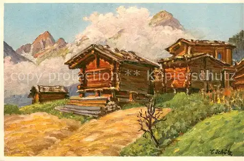 AK / Ansichtskarte Wiler_Loetschental_VS Kuenstlerkarte 