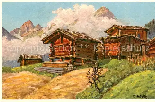 AK / Ansichtskarte Wiler_VS im Loetschental Kuenstlerkarte Wiler_VS