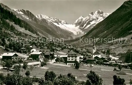 AK / Ansichtskarte Kippel_VS im Loetschental mit Langgletscher Sattelhorn und Schienhorn 