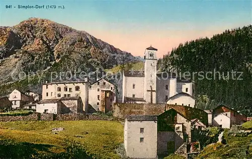 AK / Ansichtskarte Simplon_Dorf_Simplondorf_VS Ortsansicht mit Kirche 