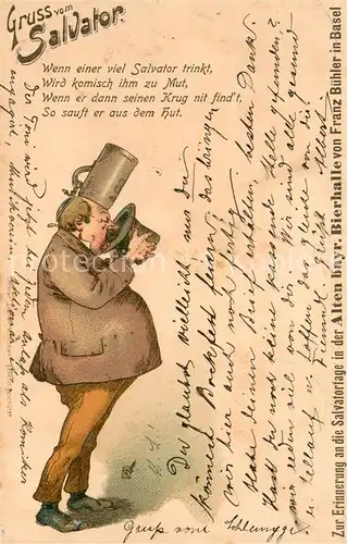 AK / Ansichtskarte Basel_BS Salvatortage in der Alten bayr Bierhalle von Franz Buehler in Basel Basel_BS