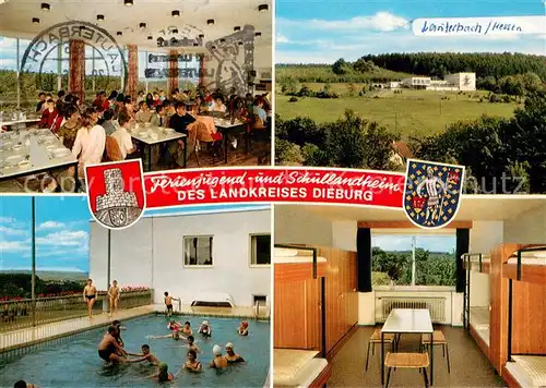 AK / Ansichtskarte Blitzenrod Ferienjugend und Schullandheim des Landkreises Dieburg Speisesaal Panorama Hallenbad Schlafraum Blitzenrod