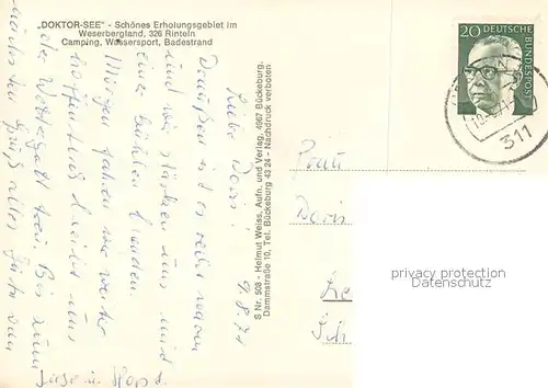 AK / Ansichtskarte Rinteln Doktor See Camping Wassersport Badestrand Rinteln