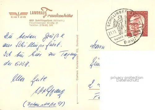 AK / Ansichtskarte Schillingsfuerst Landhaus Frankenhoehe Schillingsfuerst
