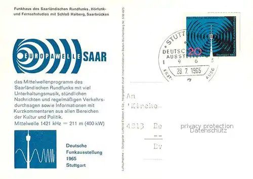 AK / Ansichtskarte Stuttgart Fliegeraufnahme Funkhaus d. Saarlaendischen Rundfunks Schloss Halberg Stuttgart