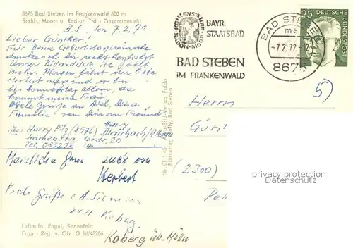 AK / Ansichtskarte Bad_Steben Fliegeraufnahme Gesamtansicht Bad_Steben