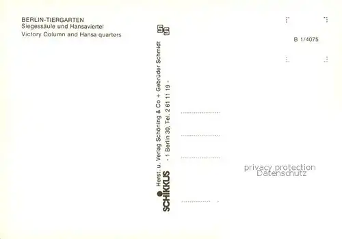 AK / Ansichtskarte Tiergarten_Berlin Fliegeraufnahme Siegessaeule Hansaviertel Tiergarten Berlin